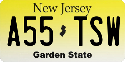 NJ license plate A55TSW