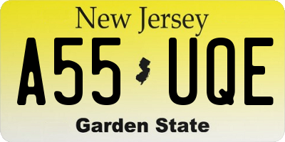 NJ license plate A55UQE