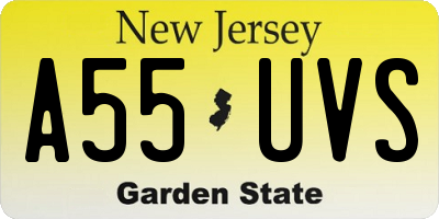 NJ license plate A55UVS