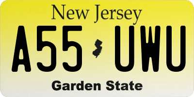 NJ license plate A55UWU