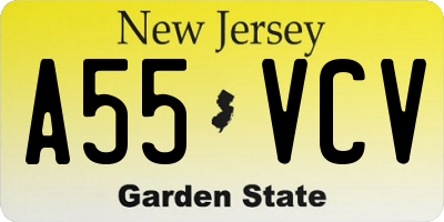 NJ license plate A55VCV