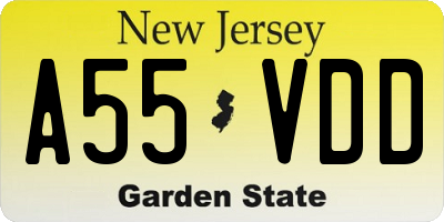 NJ license plate A55VDD