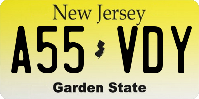 NJ license plate A55VDY