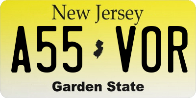 NJ license plate A55VOR