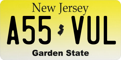 NJ license plate A55VUL