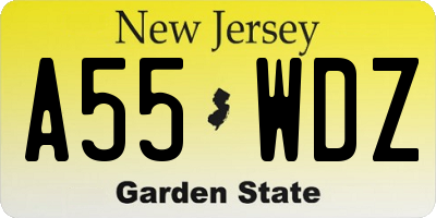 NJ license plate A55WDZ