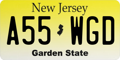 NJ license plate A55WGD