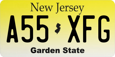 NJ license plate A55XFG