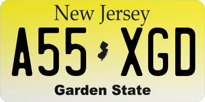 NJ license plate A55XGD