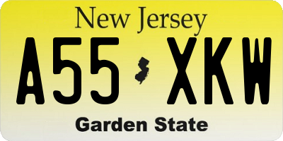 NJ license plate A55XKW