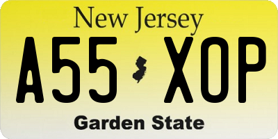 NJ license plate A55XOP