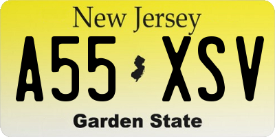 NJ license plate A55XSV
