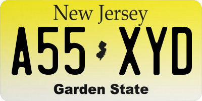 NJ license plate A55XYD