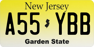 NJ license plate A55YBB