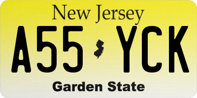 NJ license plate A55YCK