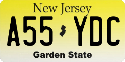NJ license plate A55YDC
