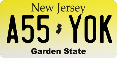 NJ license plate A55YOK