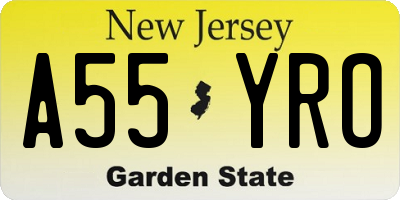 NJ license plate A55YRO