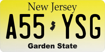 NJ license plate A55YSG