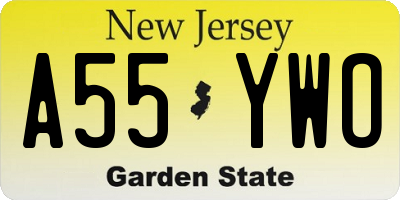 NJ license plate A55YWO