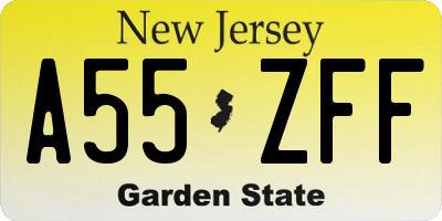 NJ license plate A55ZFF