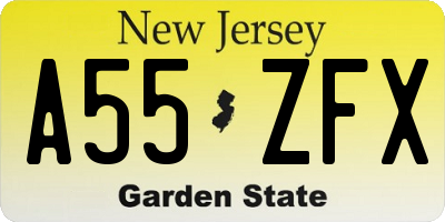 NJ license plate A55ZFX
