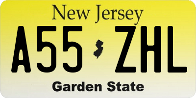 NJ license plate A55ZHL