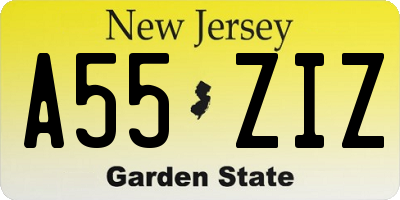 NJ license plate A55ZIZ