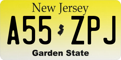 NJ license plate A55ZPJ