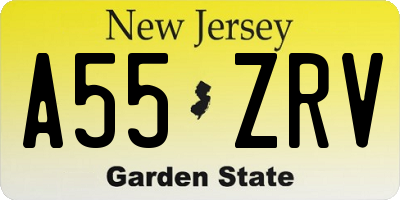 NJ license plate A55ZRV