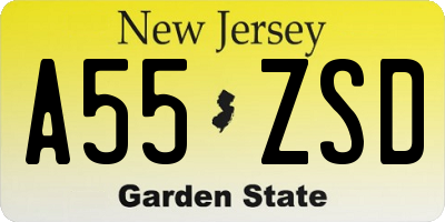 NJ license plate A55ZSD