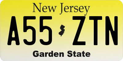 NJ license plate A55ZTN