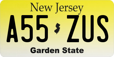 NJ license plate A55ZUS