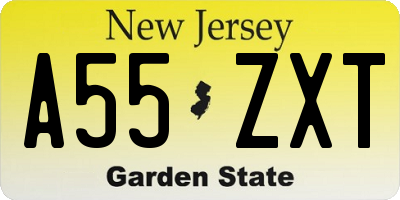 NJ license plate A55ZXT
