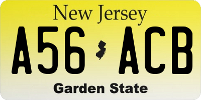 NJ license plate A56ACB