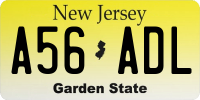 NJ license plate A56ADL
