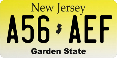 NJ license plate A56AEF