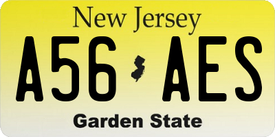 NJ license plate A56AES