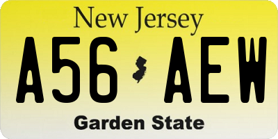 NJ license plate A56AEW