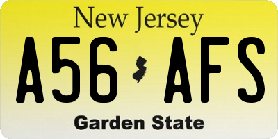 NJ license plate A56AFS