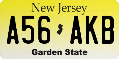 NJ license plate A56AKB