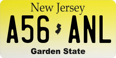 NJ license plate A56ANL