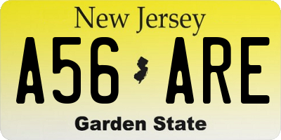 NJ license plate A56ARE