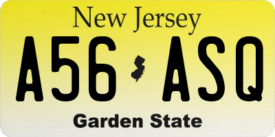 NJ license plate A56ASQ