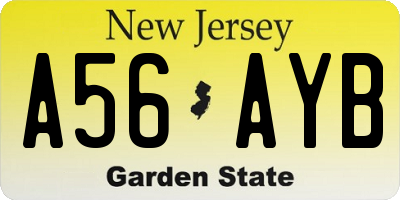 NJ license plate A56AYB