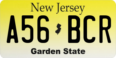 NJ license plate A56BCR