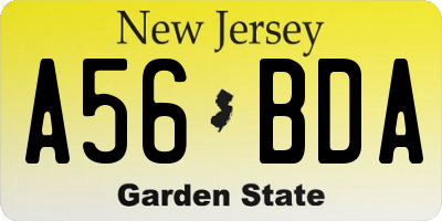 NJ license plate A56BDA