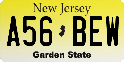 NJ license plate A56BEW