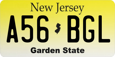 NJ license plate A56BGL