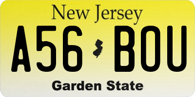 NJ license plate A56BOU